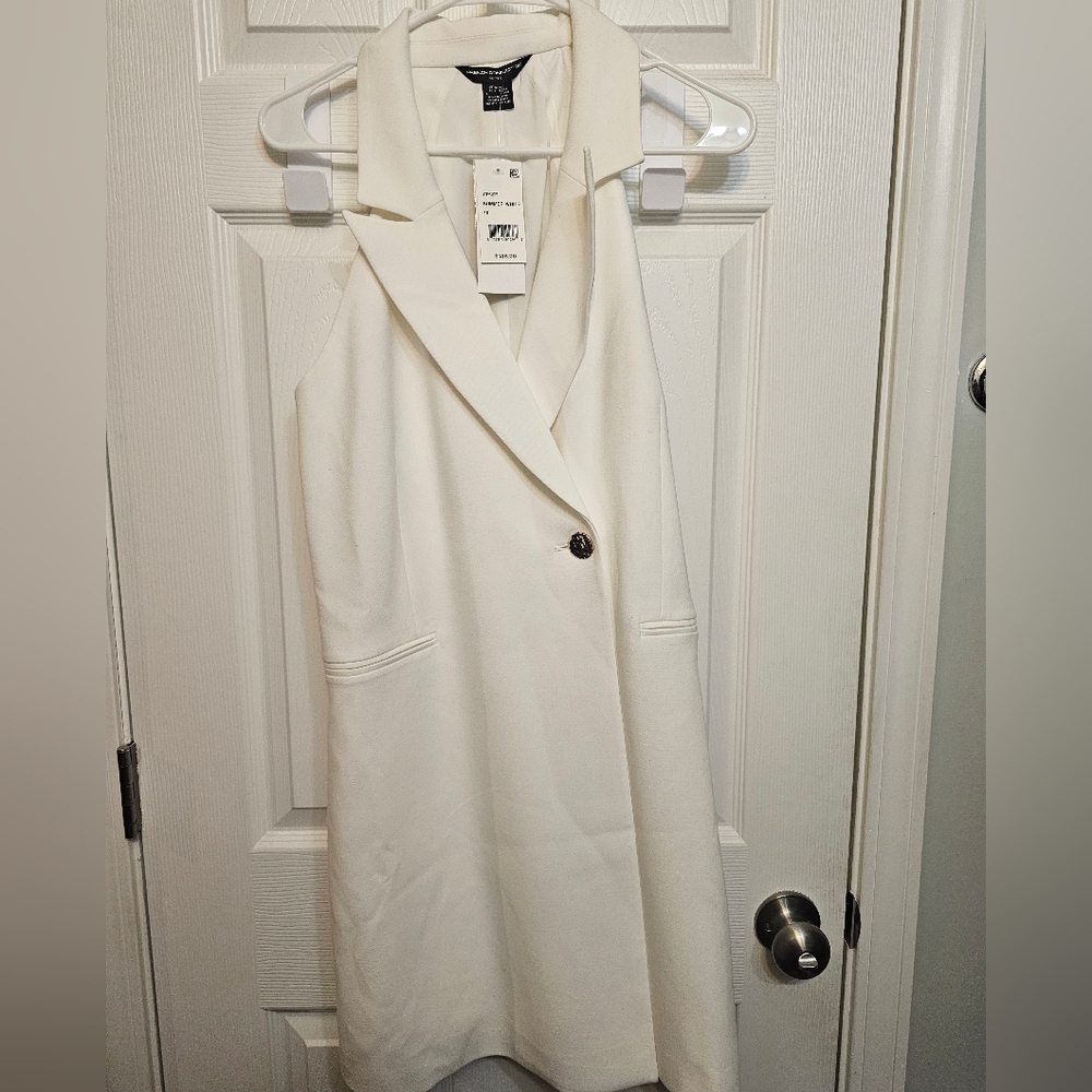 French Connection White Sleeveless Blazer Dress